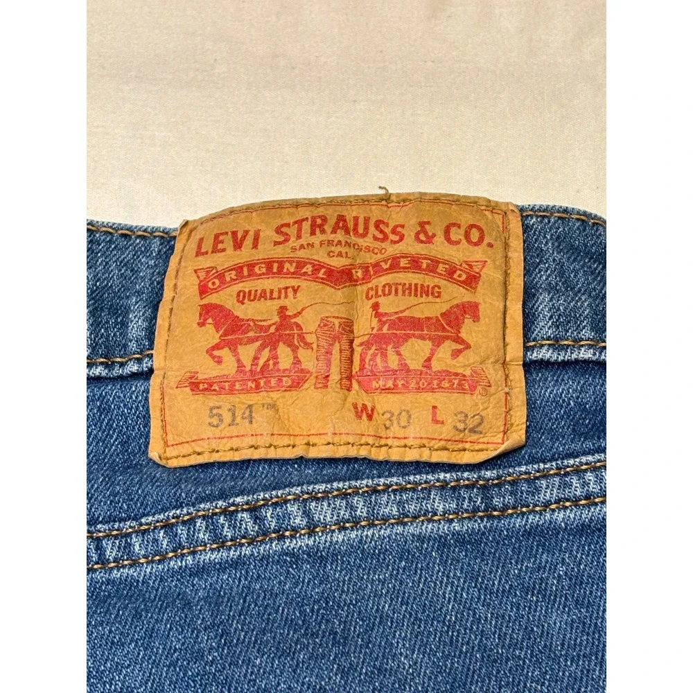 Levis 514 Straight Fit Mens Jeans Blue‎ Medium Wash 30x32 Stretch Denim